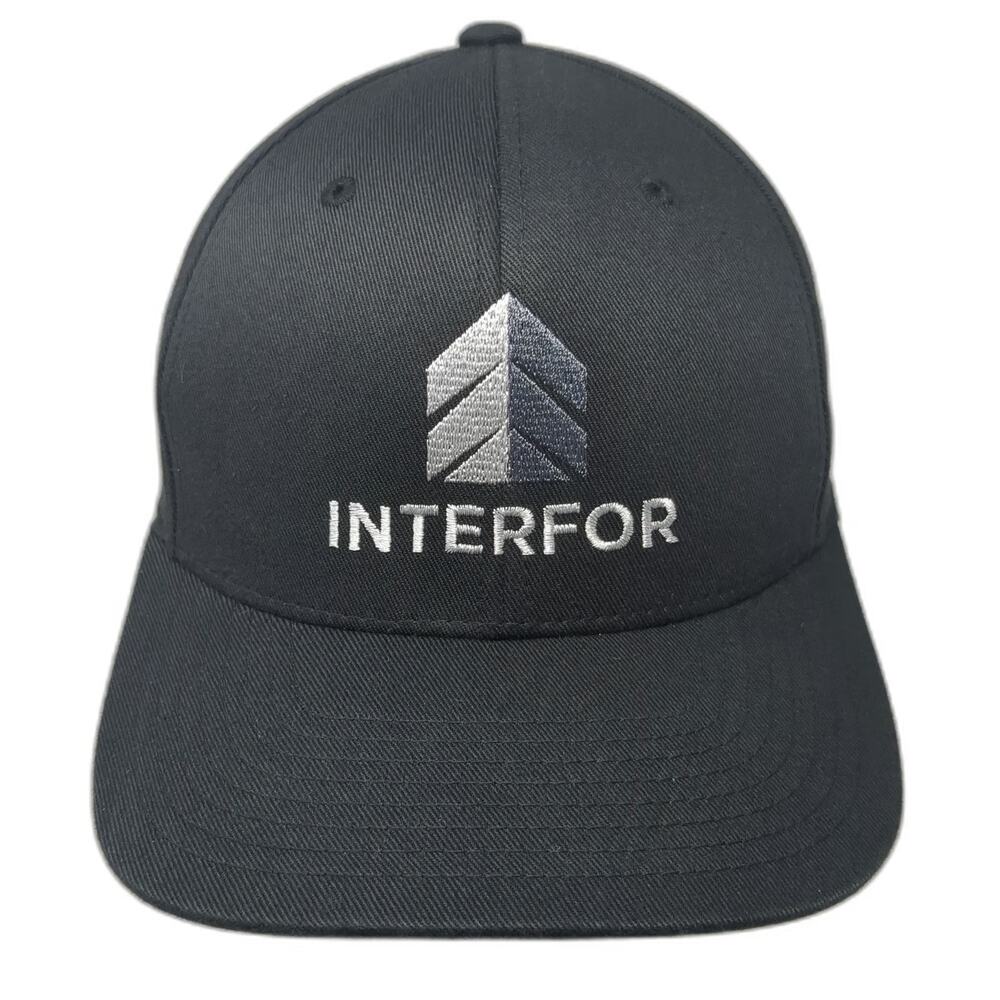 Port Authority Baseball Cap Black M Interfor Embroidered Logo Flexfit Fitted Hat